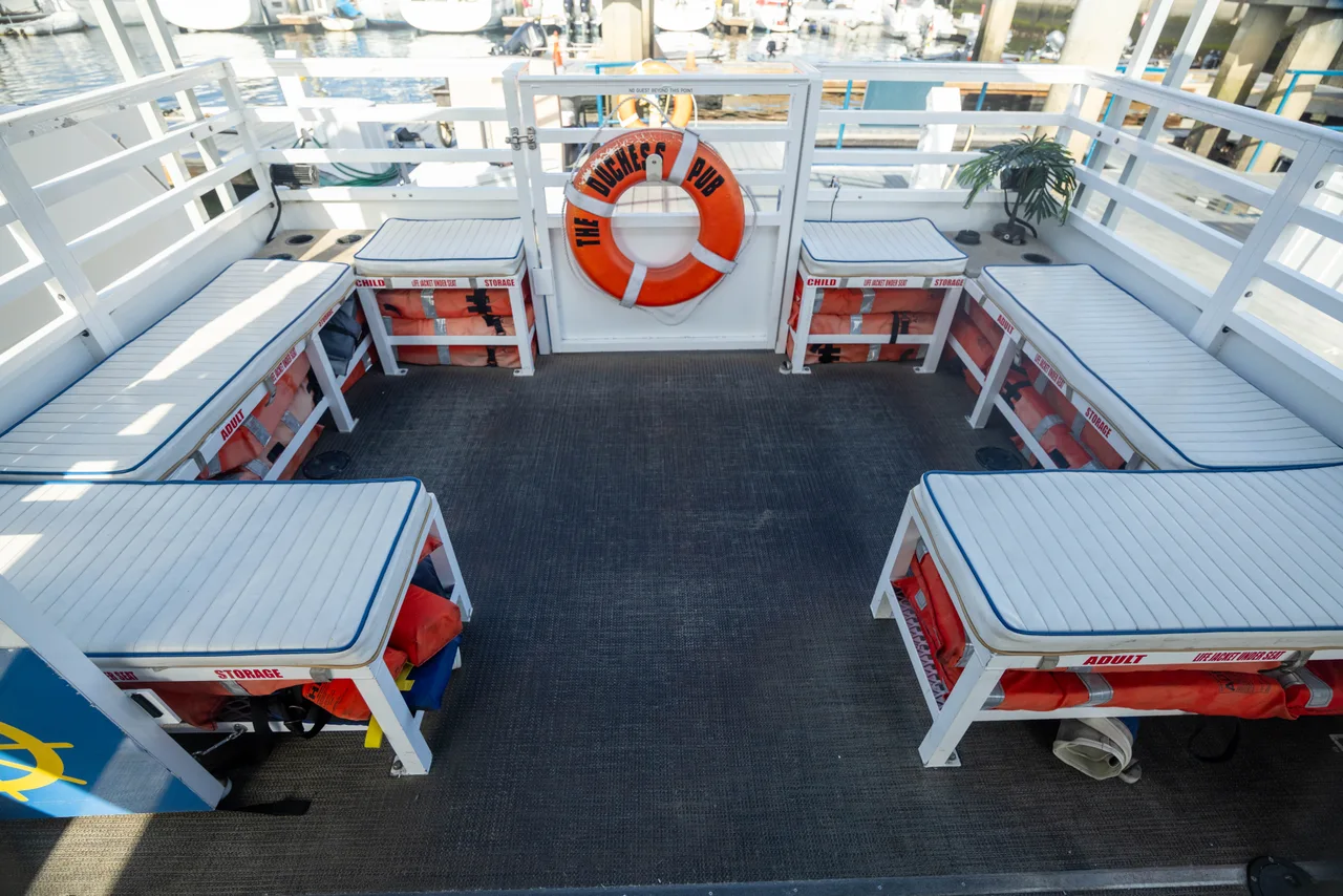 Open deck seating on The Duchess Pub